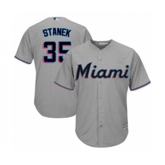 Youth Miami Marlins #35 Ryne Stanek Authentic Grey Road Cool Base Baseball Player Jersey - Ujersey