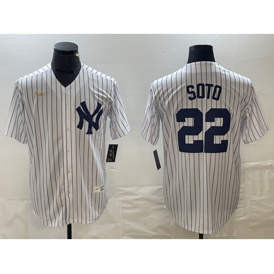 Men's New York Yankees #22 Juan Soto White Throwback Stitched MLB Cool Base Nike Jersey - Ujersey