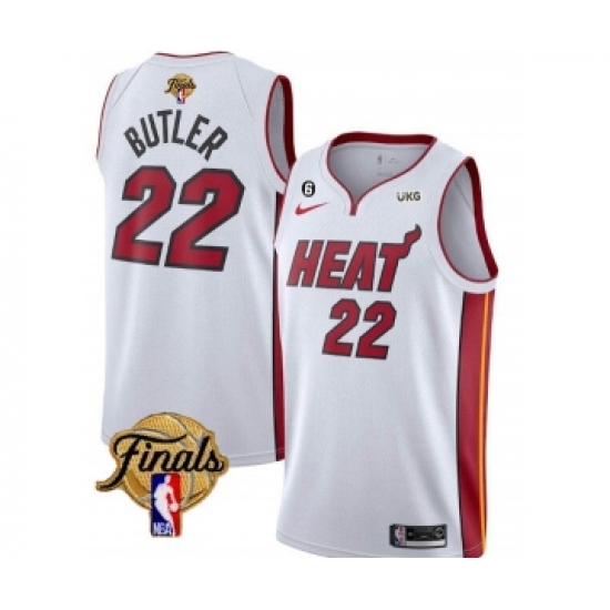 Men's Miami Heat #22 Jimmy Butler White 2023 Finals City Edition With NO.6 Stitched Basketball Jersey - Ujersey