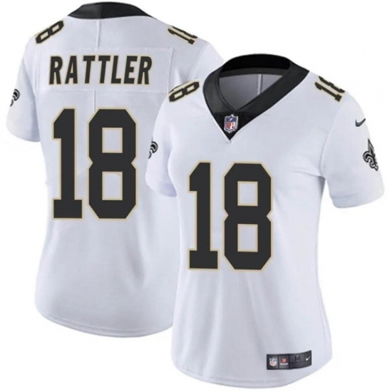 Women's New Orleans Saints #18 Spencer Rattler White Vapor Stitched Game Jersey(Run Small) - Ujersey