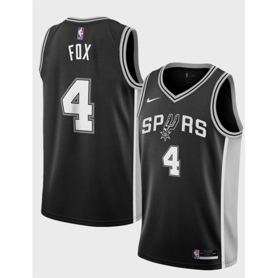 Men's San Antonio Spurs #4 De'Aaron Fox Black 2024-25 Icon Edition Stitched Basketball Jersey - Ujersey