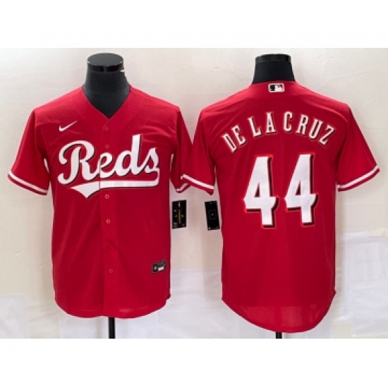 Men's Nike Cincinnati Reds #44 Elly De La Cruz Red Cool Base Stitched Baseball Jersey 1 - Ujersey