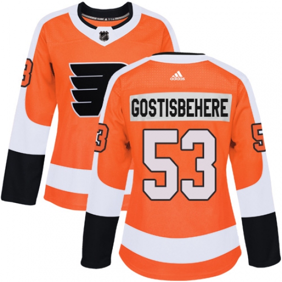 Women's Adidas Philadelphia Flyers #53 Shayne Gostisbehere Authentic Orange Home NHL Jersey - Ujersey