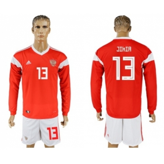 Russia #13 Jikia Red Home Long Sleeves Soccer Country Jersey