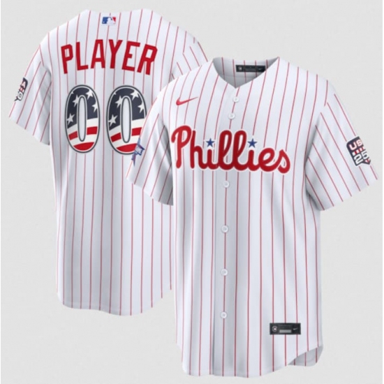 Men's Philadelphia Phillies Active Player Custom White 2026 All-Star Edition Stars & Stripes & USA 250 Fourth of July Home Stadium Stitched Baseball Jersey - Ujersey