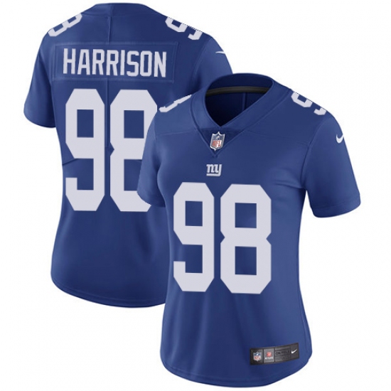 Women's Nike New York Giants #98 Damon Harrison Elite Royal Blue Team Color NFL Jersey - Ujersey