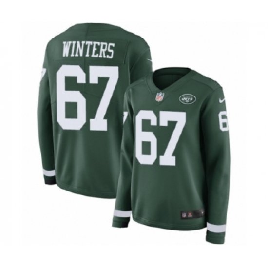 Women's Nike New York Jets #67 Brian Winters Limited Green Therma Long Sleeve NFL Jersey - Ujersey