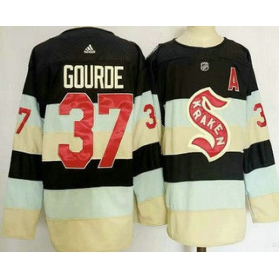 Men's Seattle Kraken #37 Yanni Gourde Navy 2024 Winter Classic Authentic Jersey - Ujersey