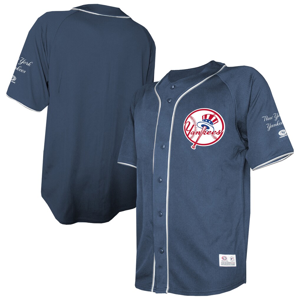 Men's New York Yankees Stitches Navy Team Color Full-Button Fashion Jersey - Ujersey