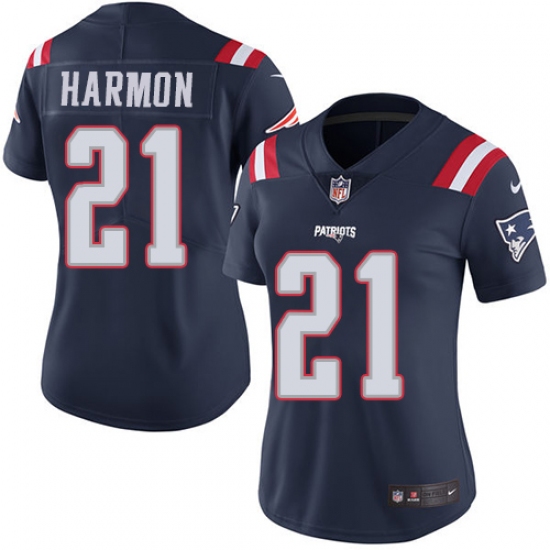 Women's Nike New England Patriots #21 Duron Harmon Limited Navy Blue Rush Vapor Untouchable NFL Jersey - Ujersey