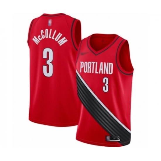 Men's Portland Trail Blazers #3 C.J. McCollum Authentic Red Finished Basketball Jersey - Statement Edition - Ujersey