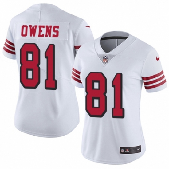 Women's Nike San Francisco 49ers #81 Terrell Owens Limited White Rush Vapor Untouchable NFL Jersey - Ujersey