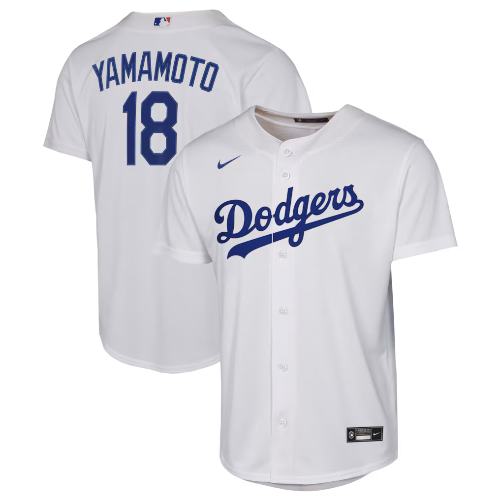 Youth Los Angeles Dodgers Yoshinobu Yamamoto Nike White Home Baseline Jersey - Ujersey
