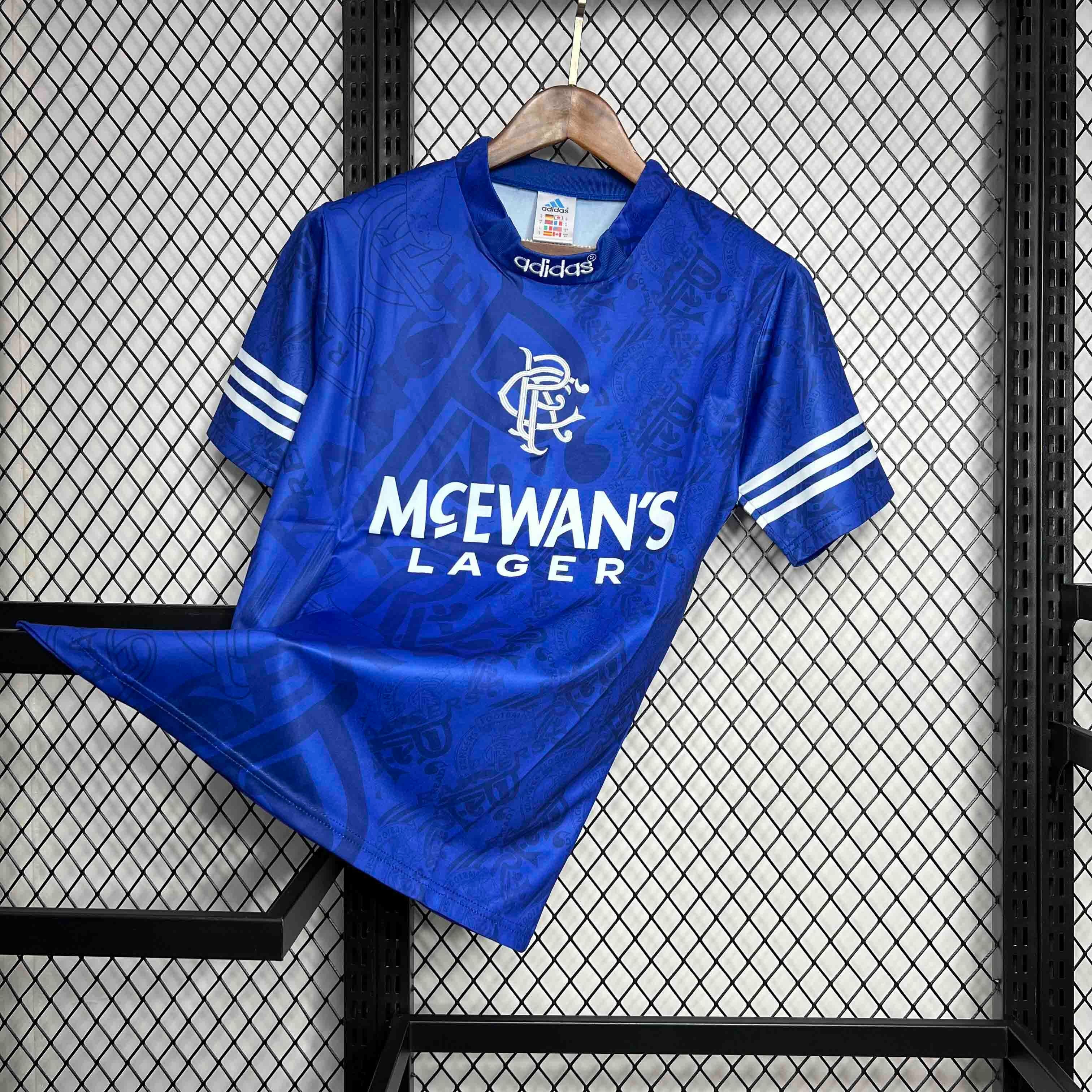 Rangers FC Retro Soccer Jersey Home Custom Shirt 1994-96 - ujerseystore