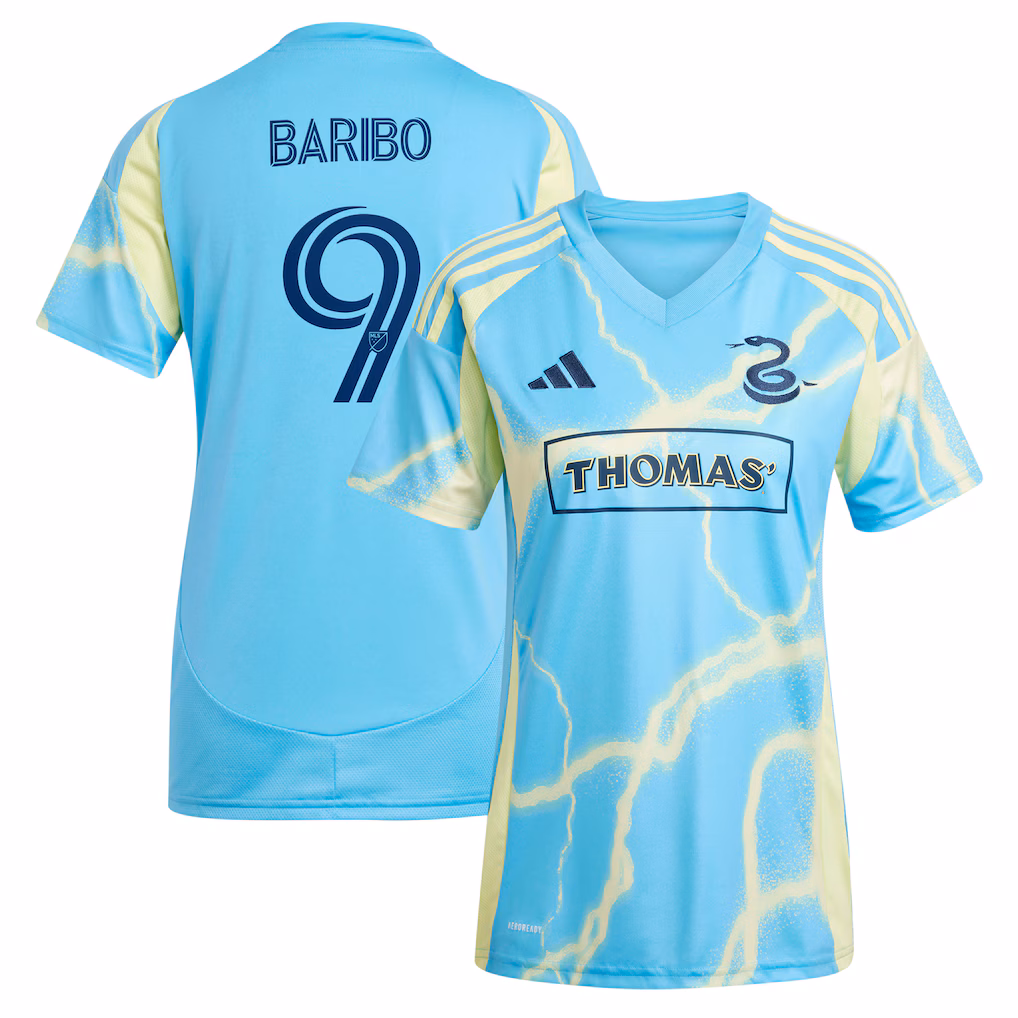 Women's Philadelphia Union Tai Baribo adidas Blue 2025 The Voltage Kit Replica Player Jersey - Ujersey NHL