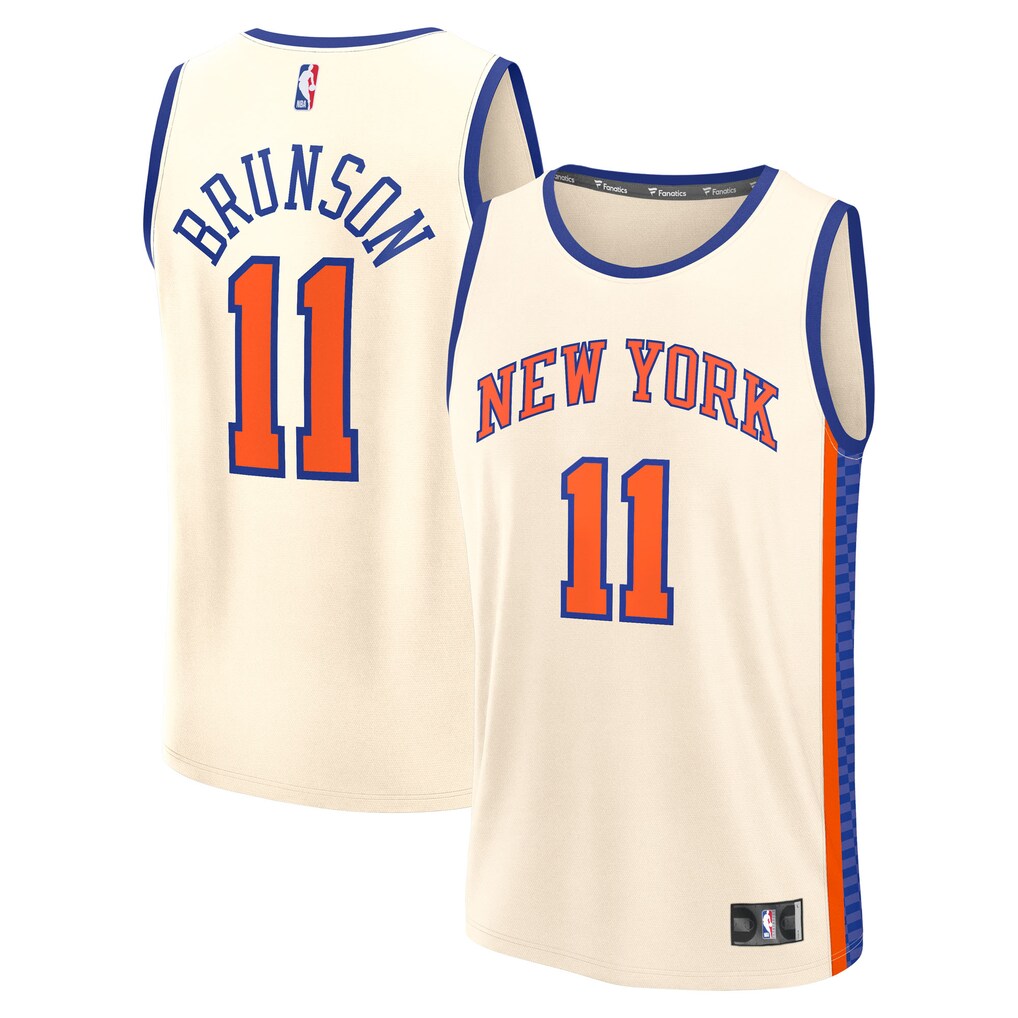 Men's New York Knicks Jalen Brunson Fanatics Cream 2025/26 City Edition Fast Break Jersey - Ujersey