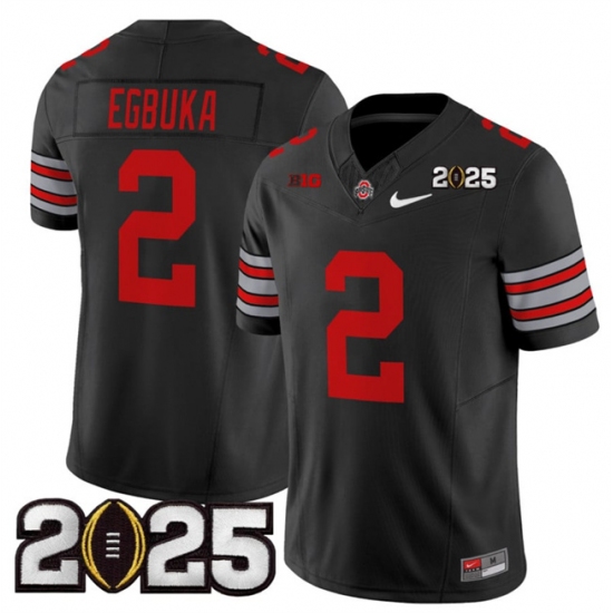 Men's Ohio State Buckeyes #2 Emeka Egbuka Black 2025 CFP Final F.U.S.E. Vapor Limited Stitched Football Jersey - Ujersey