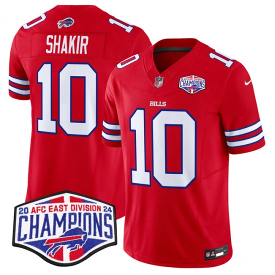 Men's Buffalo Bills #10 Khalil Shakir Red F.U.S.E. 2024 AFC East Division Champions Vapor Limited Stitched Football Jersey - Ujersey