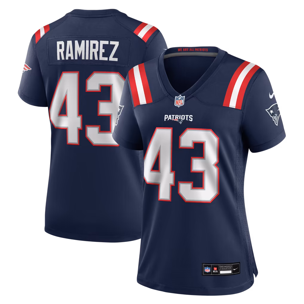 Women's New England Patriots Jose Ramirez Nike Navy Team Game Jersey - Ujersey Shop