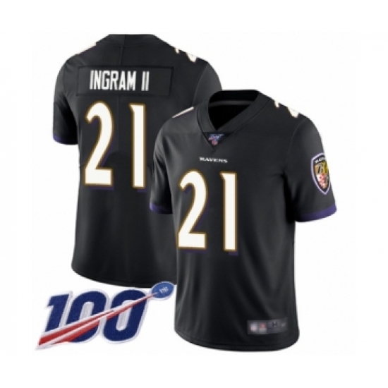 Men's Baltimore Ravens #21 Mark Ingram II Black Alternate Vapor Untouchable Limited Player 100th Season Football Jersey - Ujersey