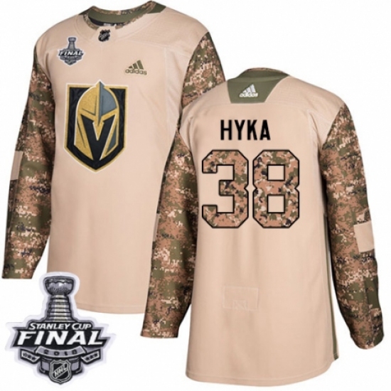 Men's Adidas Vegas Golden Knights #38 Tomas Hyka Authentic Camo Veterans Day Practice 2018 Stanley Cup Final NHL Jersey - Ujersey