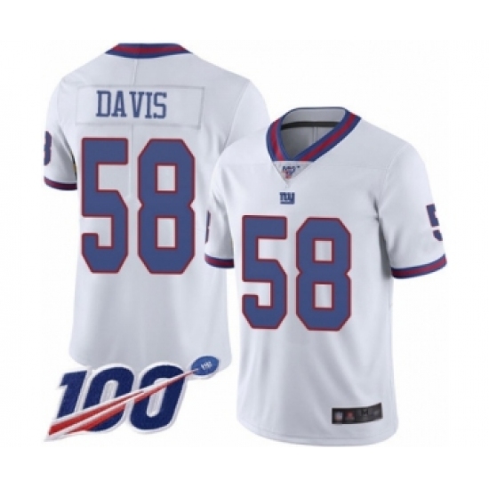Youth New York Giants #58 Tae Davis Limited White Rush Vapor Untouchable 100th Season Football Jersey - Ujersey