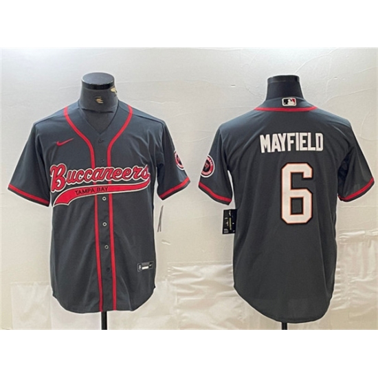 Men's Tampa Bay Buccaneers #6 Baker Mayfield Grey Cool Base Baseball Stitched Jersey - Ujersey