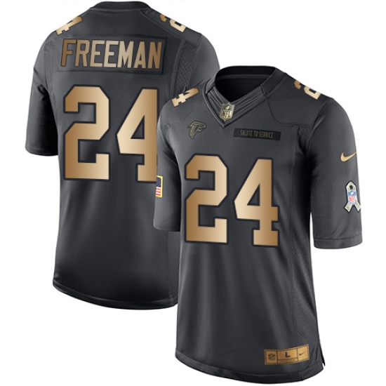 Youth Nike Atlanta Falcons #24 Devonta Freeman Limited Black/Gold Salute to Service NFL Jersey - Ujersey