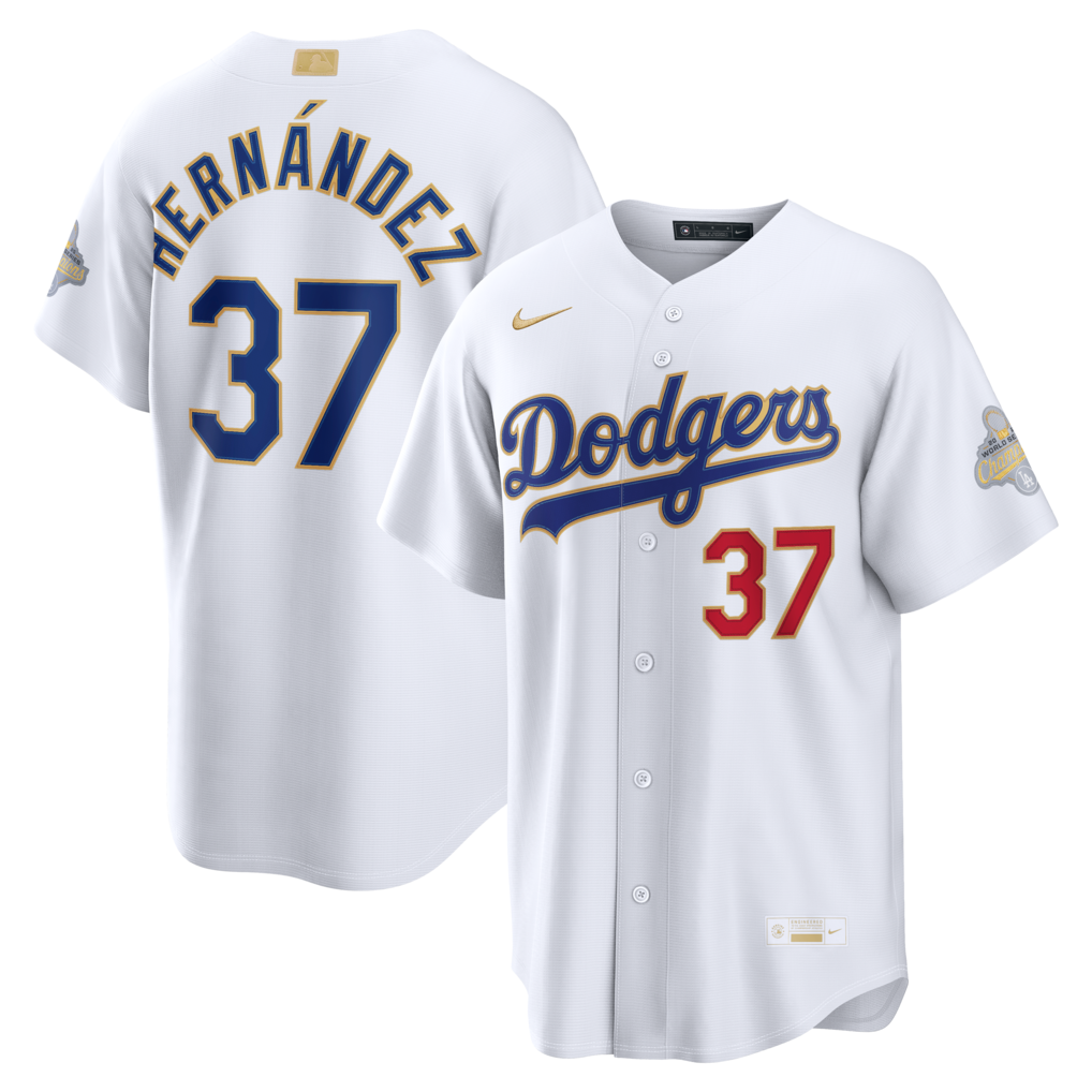 Men's Los Angeles Dodgers Teoscar Hernández Nike White 2026 Gold Collection Stadium Jersey
