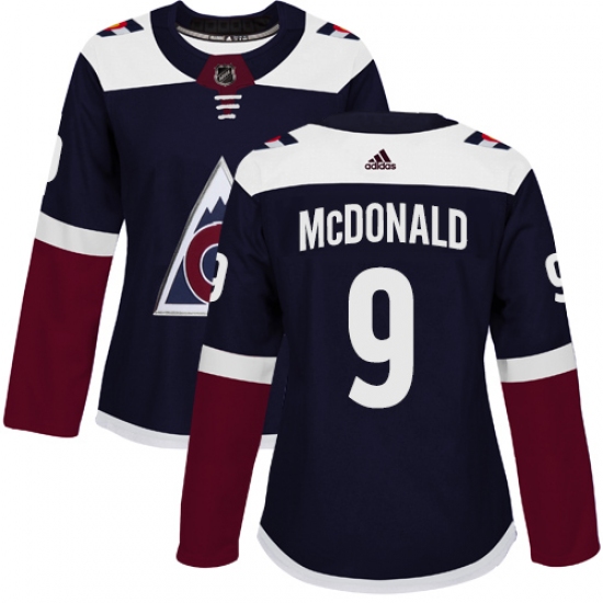 Women's Adidas Colorado Avalanche #9 Lanny McDonald Authentic Navy Blue Alternate NHL Jersey - Ujersey