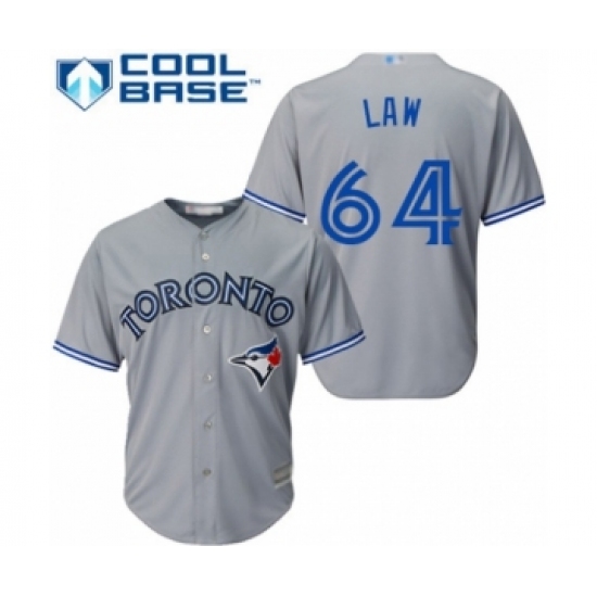 Youth Toronto Blue Jays #64 Derek Law Authentic Grey Road Baseball Player Jersey