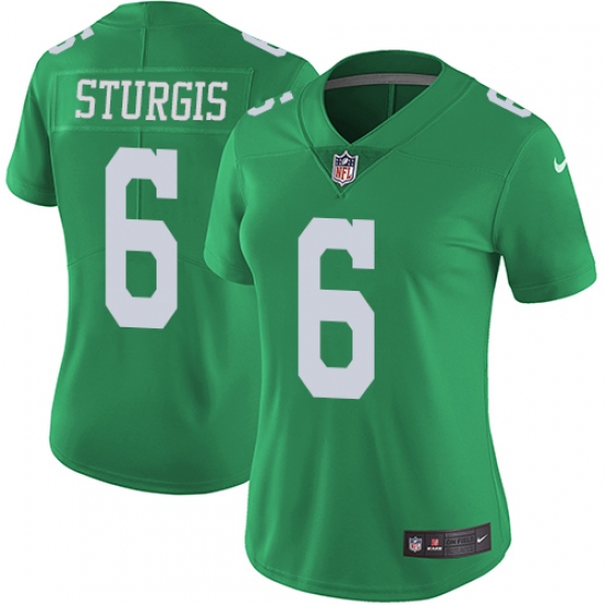 Women's Nike Philadelphia Eagles #6 Caleb Sturgis Limited Green Rush Vapor Untouchable NFL Jersey - Ujersey