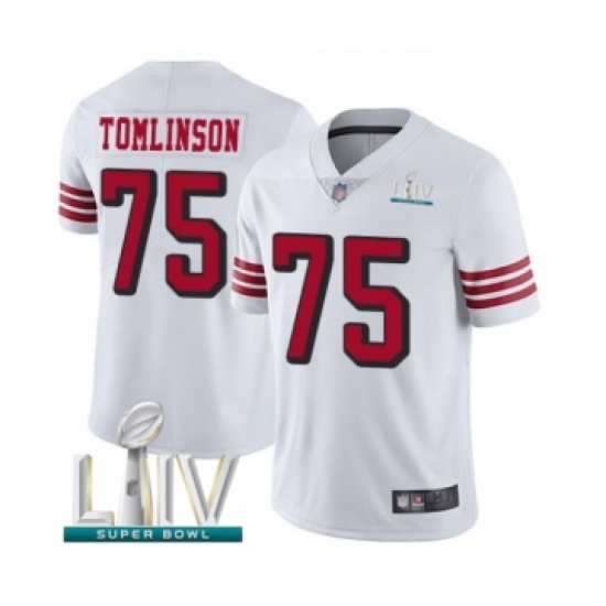 Youth San Francisco 49ers #75 Laken Tomlinson Limited White Rush Vapor Untouchable Super Bowl LIV Bound Football Jersey - Ujersey