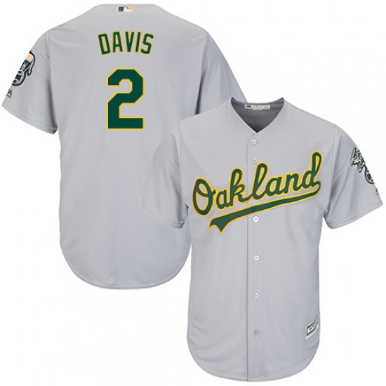 Men's Majestic Oakland Athletics #2 Khris Davis Replica Grey Road Cool Base MLB Jersey - Ujersey