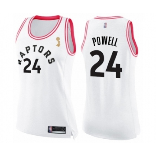 Women's Toronto Raptors #24 Norman Powell Swingman White Pink Fashion 2019 Basketball Finals Champions Jersey