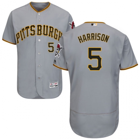 Men's Majestic Pittsburgh Pirates #5 Josh Harrison Grey Road Flex Base Authentic Collection MLB Jersey - Ujersey