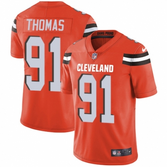 Youth Nike Cleveland Browns #91 Chad Thomas Orange Alternate Vapor Untouchable Elite Player NFL Jersey - Ujersey