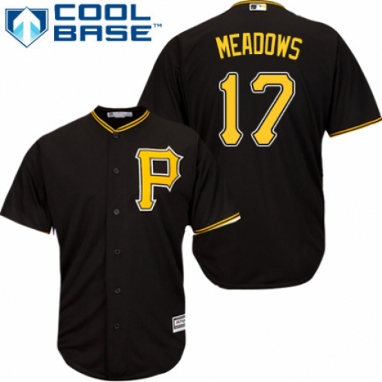 Youth Majestic Pittsburgh Pirates #17 Austin Meadows Authentic Black Alternate Cool Base MLB Jersey - Ujersey