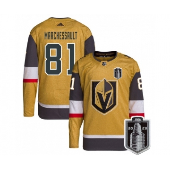 Men's Vegas Golden Knights #81 Jonathan Marchessault Gold 2023 Stanley Cup Final Stitched Jersey - Ujersey