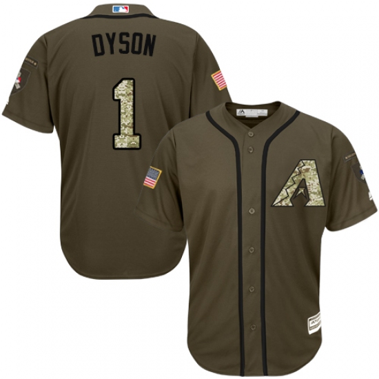 Youth Majestic Arizona Diamondbacks #1 Jarrod Dyson Replica Green Salute to Service MLB Jersey - Ujersey