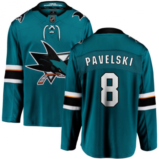 Youth San Jose Sharks #8 Joe Pavelski Fanatics Branded Teal Green Home Breakaway NHL Jersey - Ujersey