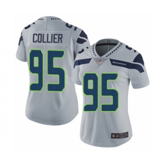 Women's Seattle Seahawks #95 L.J. Collier Grey Alternate Vapor Untouchable Limited Player Football Jersey - Ujersey
