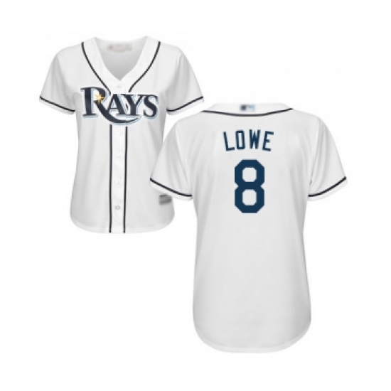 Women's Tampa Bay Rays #8 Brandon Lowe Replica White Home Cool Base Baseball Jersey - Ujersey