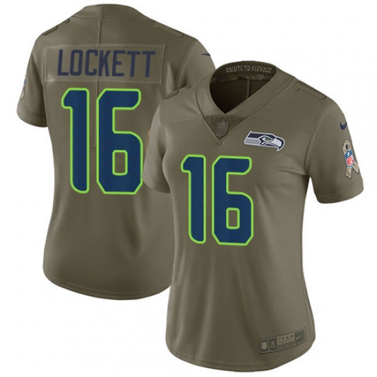 Women's Nike Seattle Seahawks #16 Tyler Lockett Limited Olive 2017 Salute to Service NFL Jersey - Ujersey