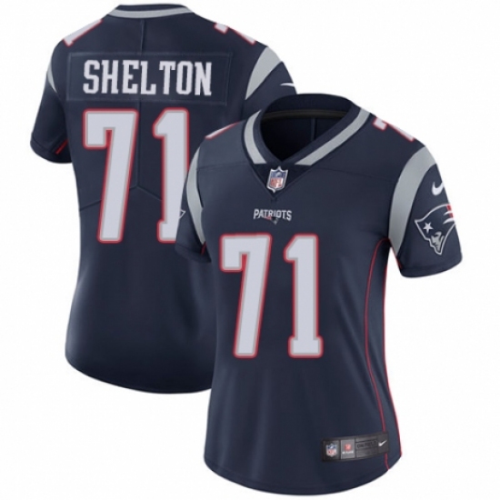 Women's Nike New England Patriots #71 Danny Shelton Navy Blue Team Color Vapor Untouchable Limited Player NFL Jersey - Ujersey