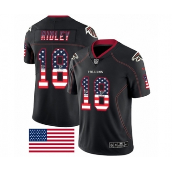 Men's Nike Atlanta Falcons #18 Calvin Ridley Limited Black Rush USA Flag NFL Jersey - Ujersey
