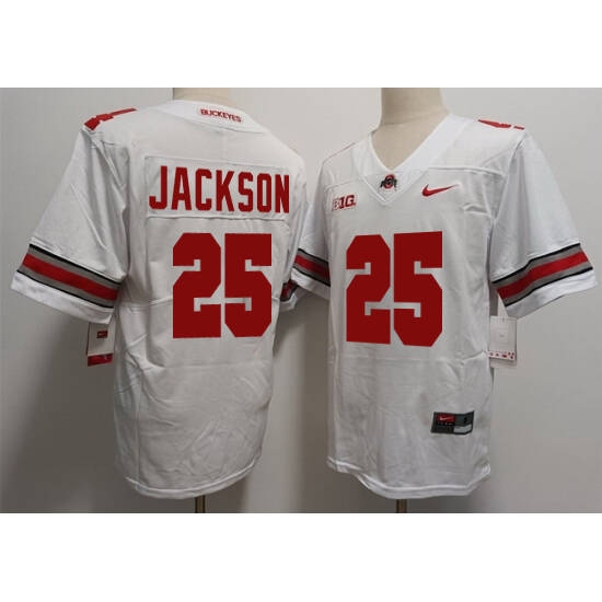 Men's Ohio State Buckeyes #25 Jackson White Limited Stitched Football Jersey - Ujersey