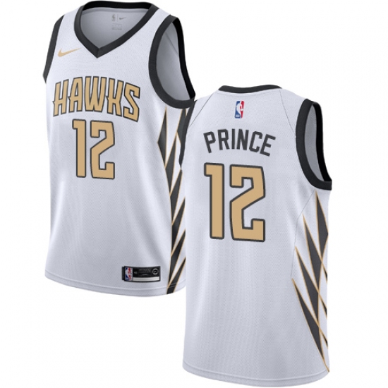Men's Nike Atlanta Hawks #12 Taurean Prince Swingman White NBA Jersey - City Edition - Ujersey