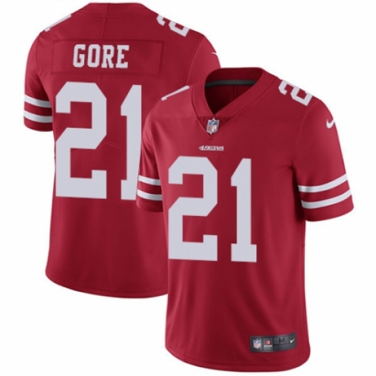 Youth Nike San Francisco 49ers #21 Frank Gore Red Team Color Vapor Untouchable Elite Player NFL Jersey - Ujersey