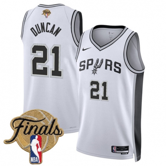 Men's San Antonio Spurs #21 Tim Duncan White 2026 Finals Association Edition Stitched Basketball Jersey